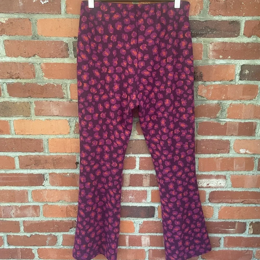 Anthropologie Knit Flare Pants Red Pink Purple Size Small S - Picture 10 of 10